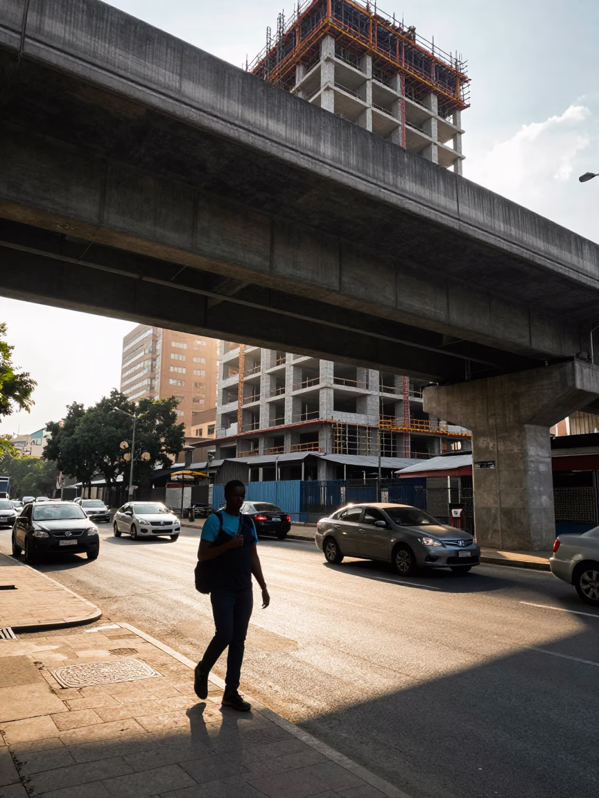 Urban Scene in Johannesburg at The Late Morning Light in in Johannesburg, South Africa