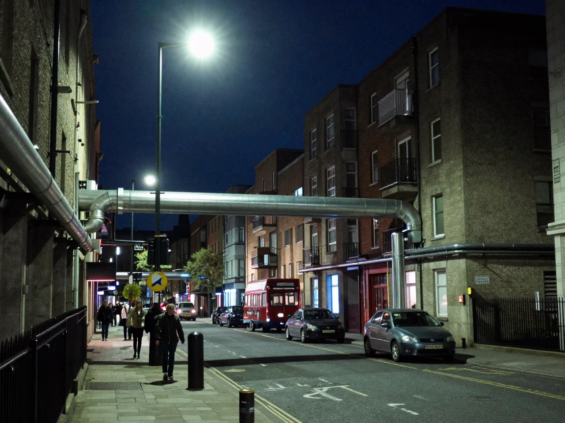 Urban Scene in Liverpool at Late At Night Light in in Liverpool, United Kingdom