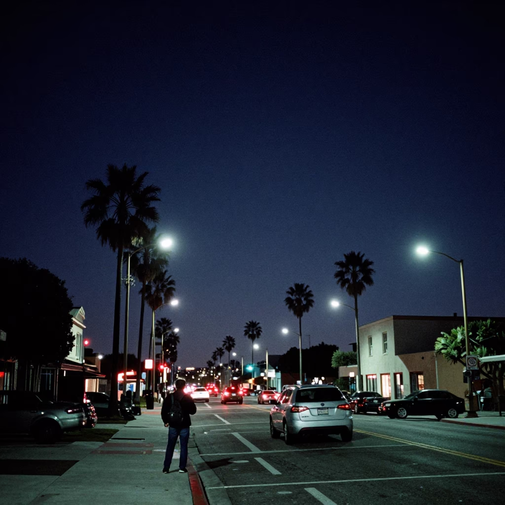 Urban Scene in San Diego at The Deepest Night Sky Light in in San Diego, California, United States