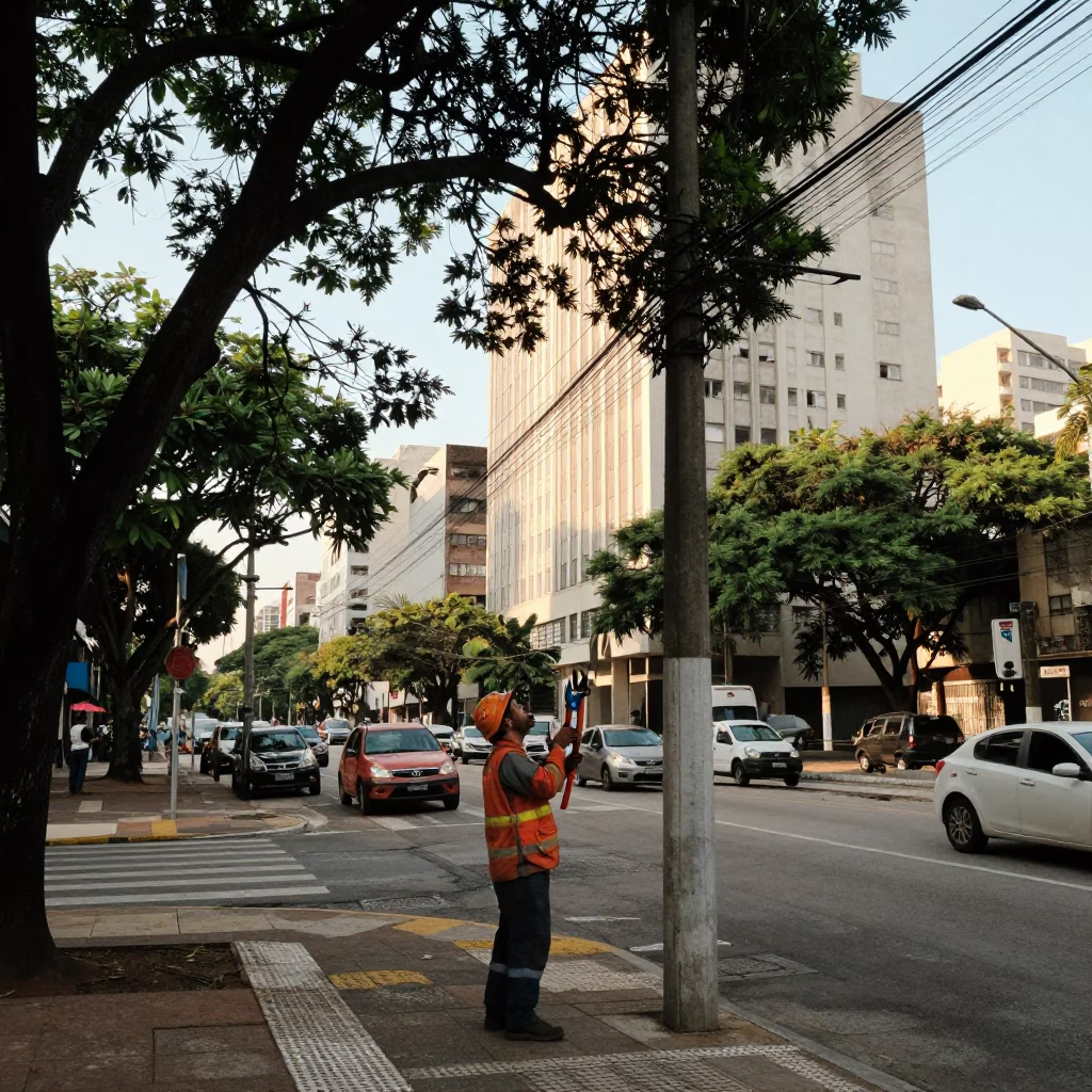Urban Scene in São Paulo at The Early Afternoon Light in in São Paulo, Brazil