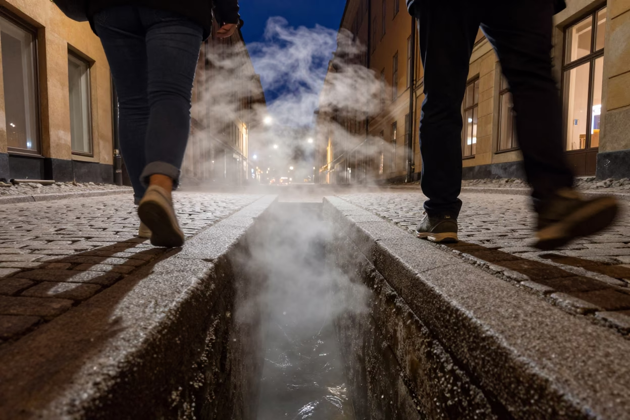 Urban Scene in Stockholm at Midnight Light in in Stockholm, Sweden