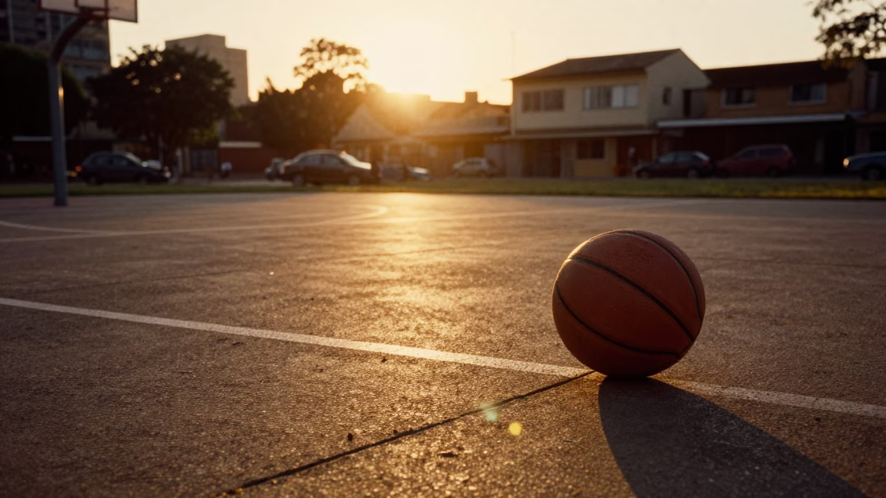 Urban Sunset Street Scene in Johannesburg South Africa with Basketball and Concrete in in Johannesburg, South Africa