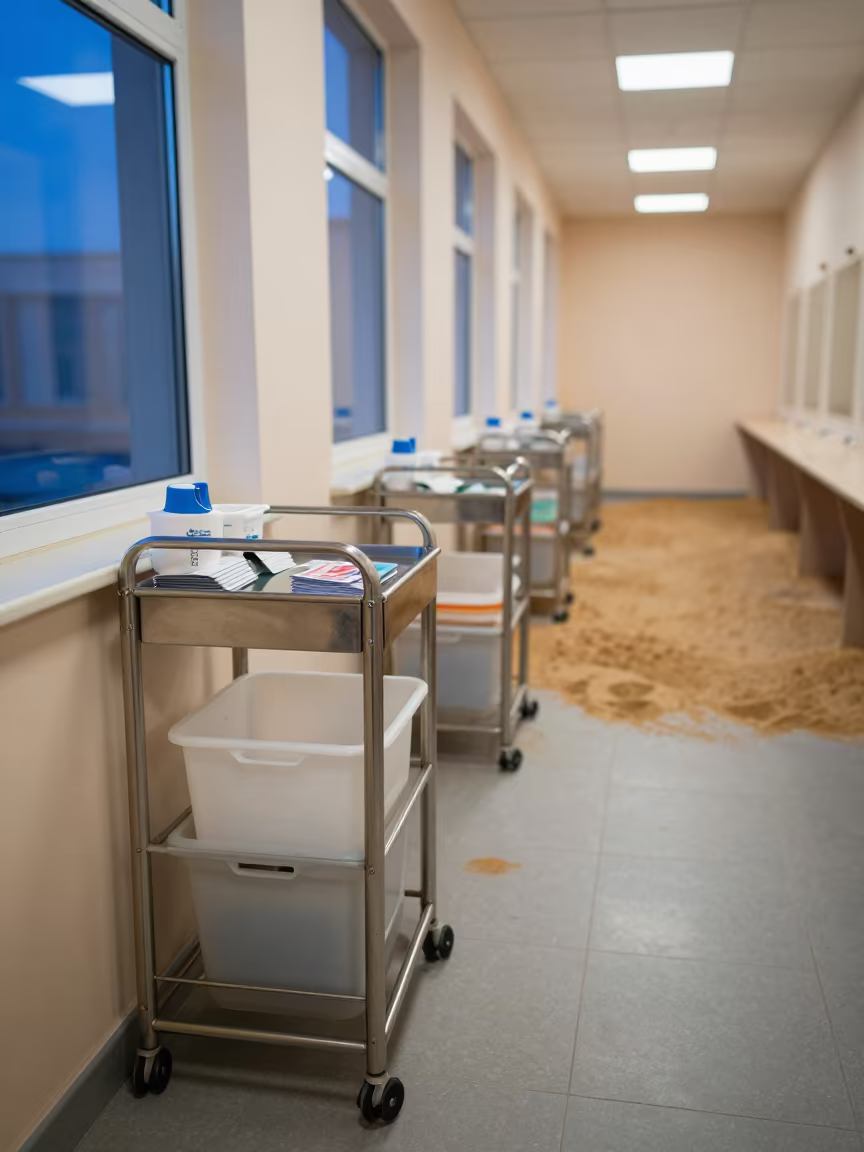 Urgench Produce Scale Caddy Surreal Transition in inside a fitting room corridor in Urgench