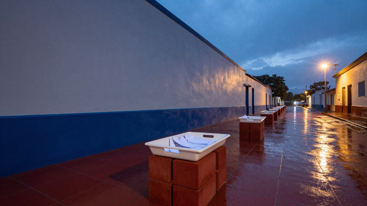 Uruguay Parade Ground Laundry Stamp Tray Rain in on a parade ground in Uruguay