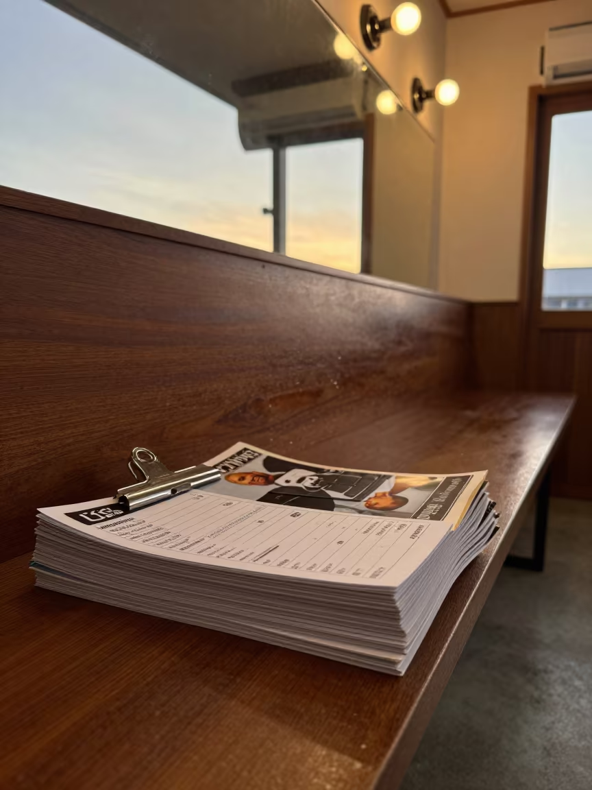 Ushuaia Barbershop Bench at Sunset Monsoon in at a barber station beneath mirror bulbs in Ushuaia