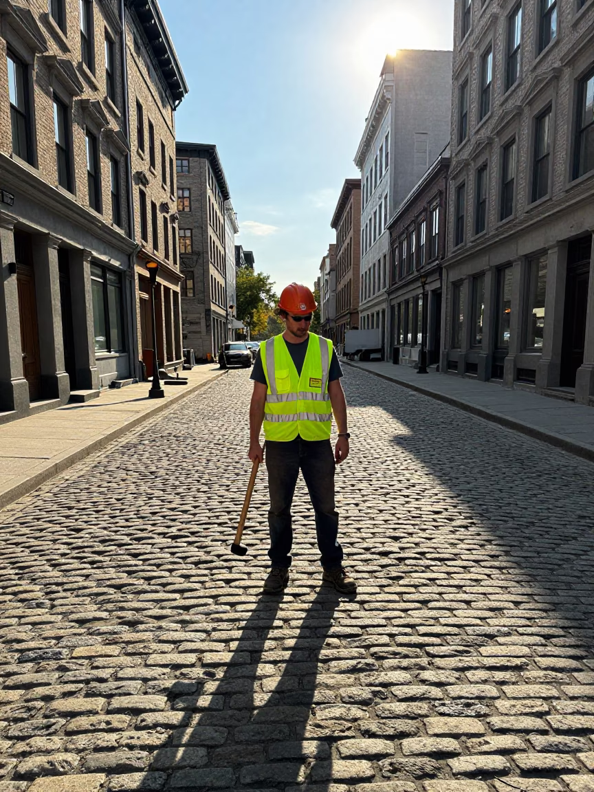 Using Mallet in Montreal at Clear Late-afternoon Light in in Montreal, Quebec, Canada