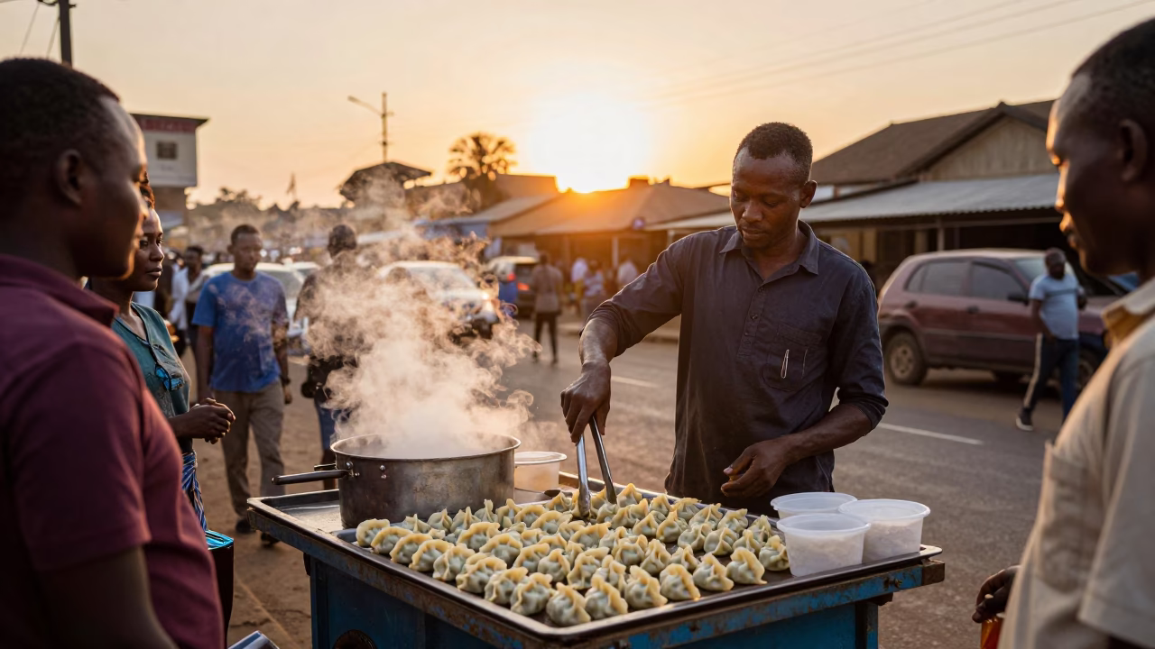 Using Tongs in Nairobi at Sunset Light in in Nairobi, Kenya