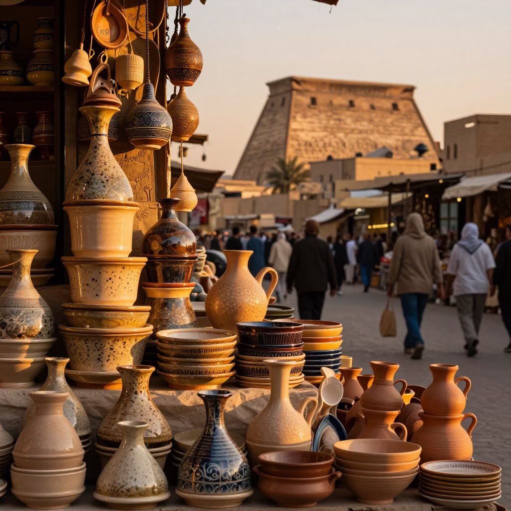 Utensil Crocks in Luxor at Sunset Light in in Luxor, Egypt