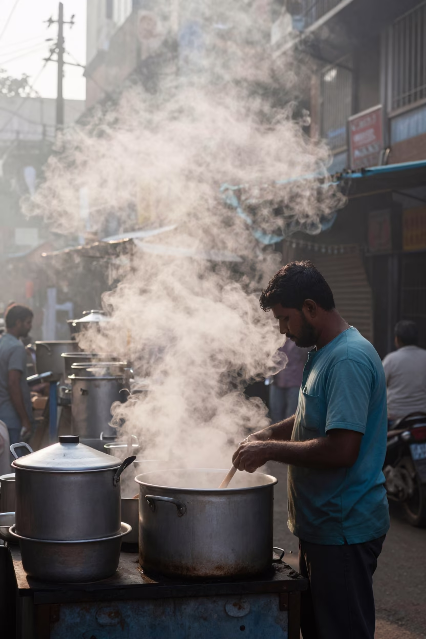 Utensils at Dawn Light in Mumbai in in Mumbai, India