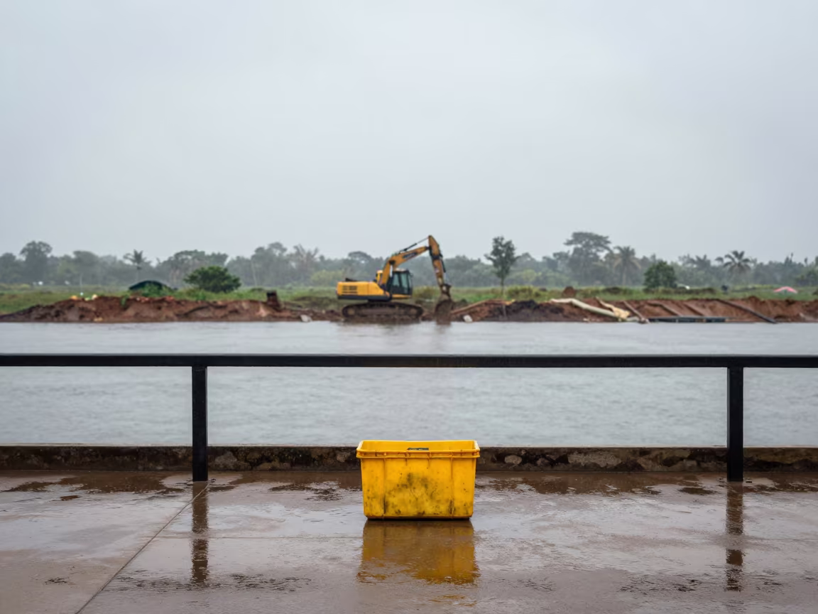 Utility Paint Crate on Kisumu Pier Railing in on a pier railing in Kisumu