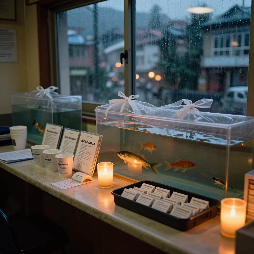 Vaccine Binders at Shimla Fish Bagging Desk in inside a fish bagging counter zone near Shimla