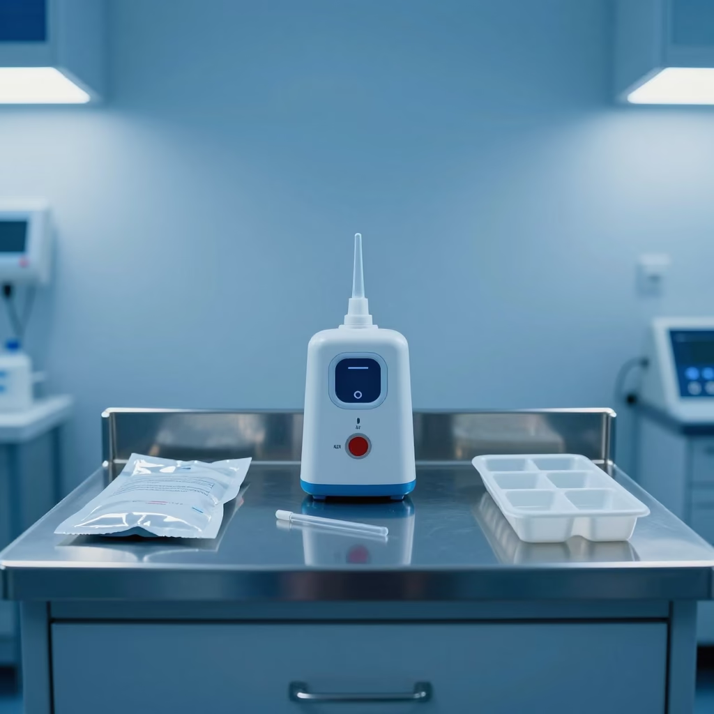 Vaccine Timer on Clinic Counter Barcelona in inside a clinic exam room in Barcelona