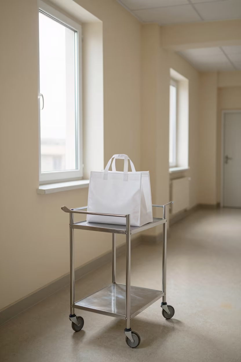 Vaccine Tote on Linen Cart Near Diyarbakir Treatment Rooms in along a linen cart bay outside treatment rooms near Diyarbakır