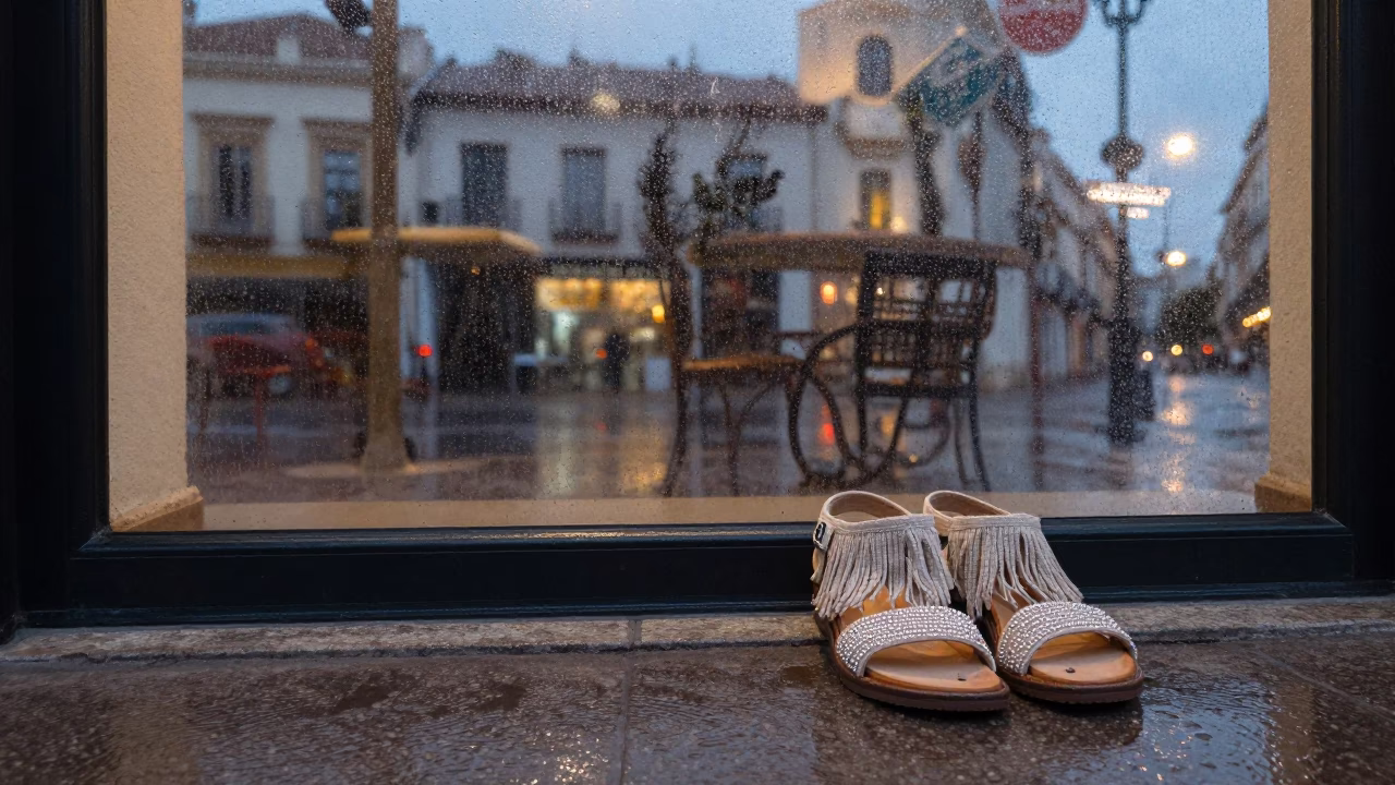 Valencia Dusk Rain Beaded Sandals and Linen Fringe in in Valencia, Spain
