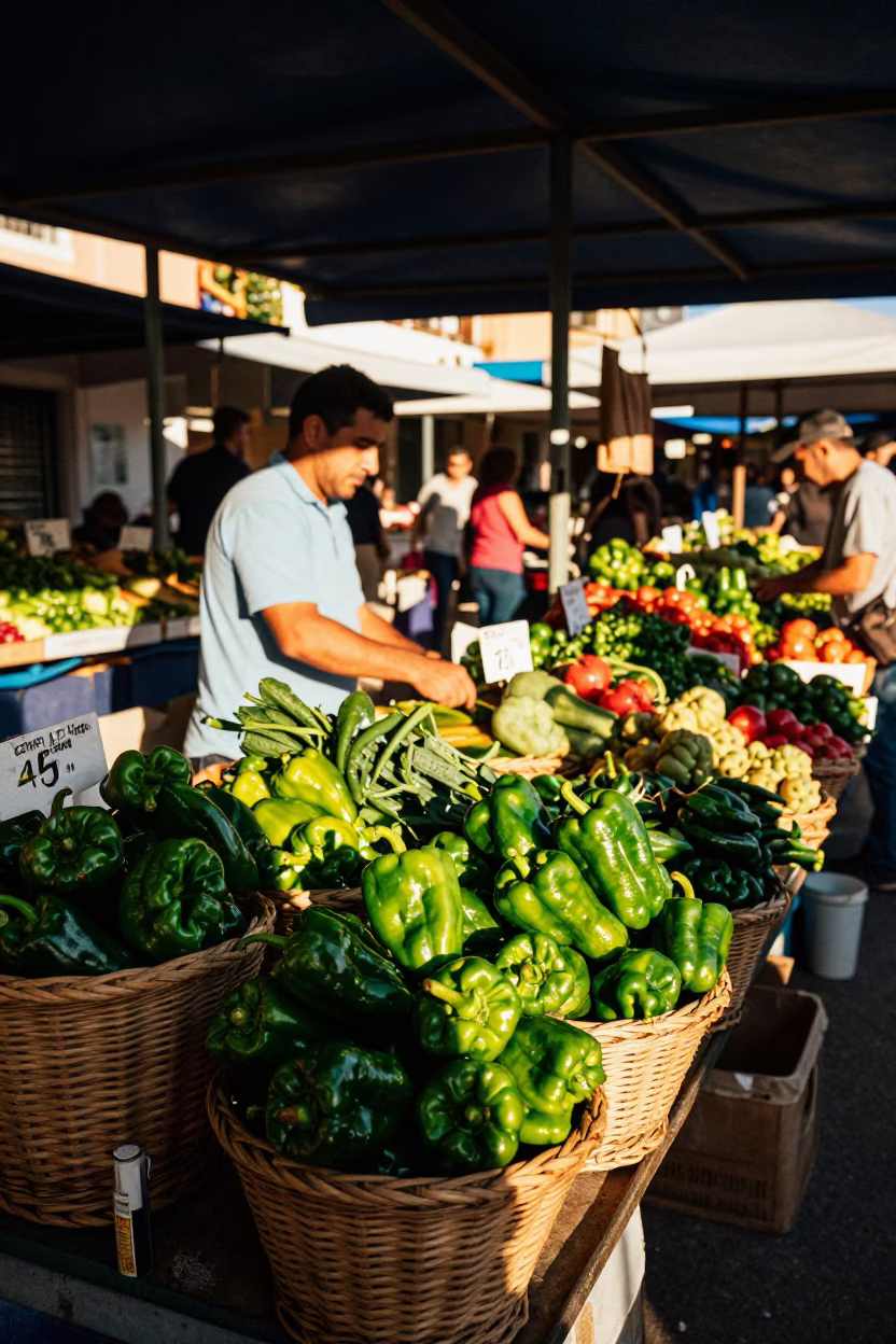 Valencia Fresh Produce at Late Afternoon Light in in Valencia, Spain