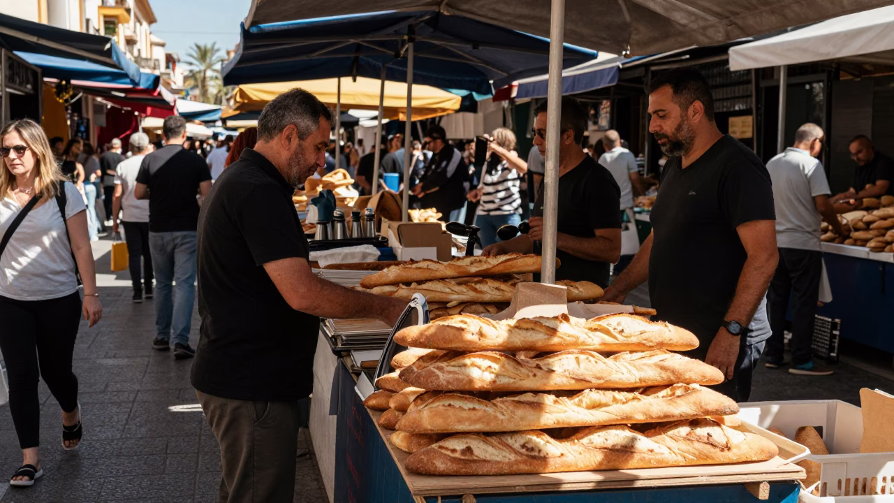 Valencia Market Scene at Midday Light in in Valencia, Spain