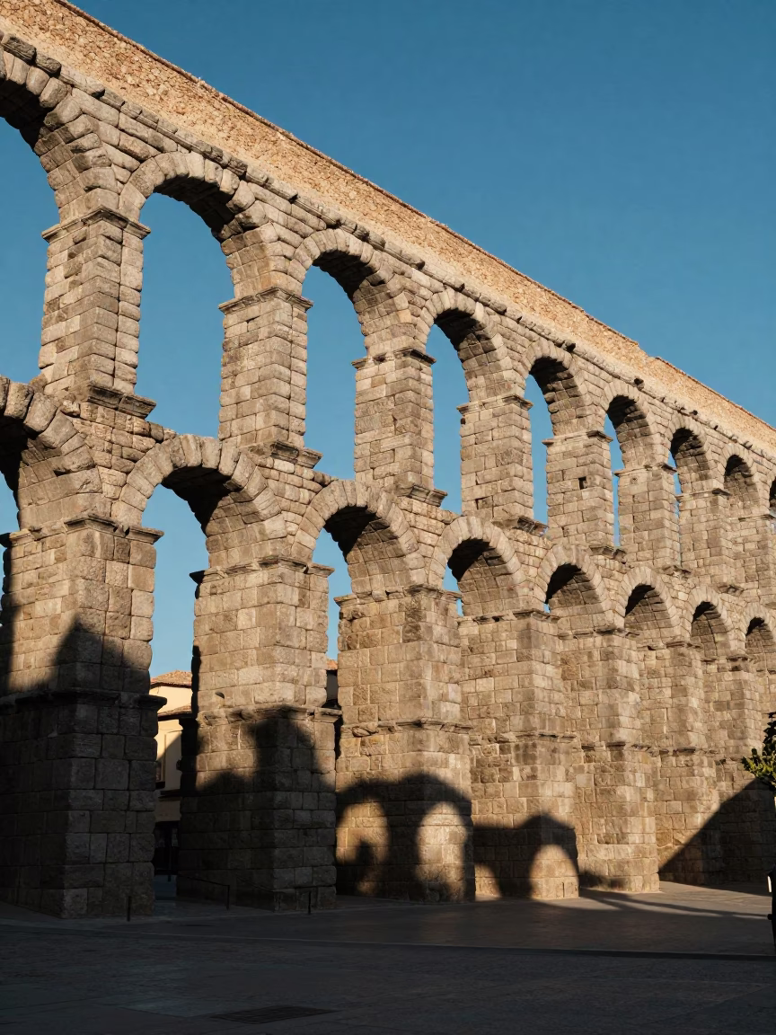 Valencia Shadow Play at Clear Late-afternoon Light in in Valencia, Spain