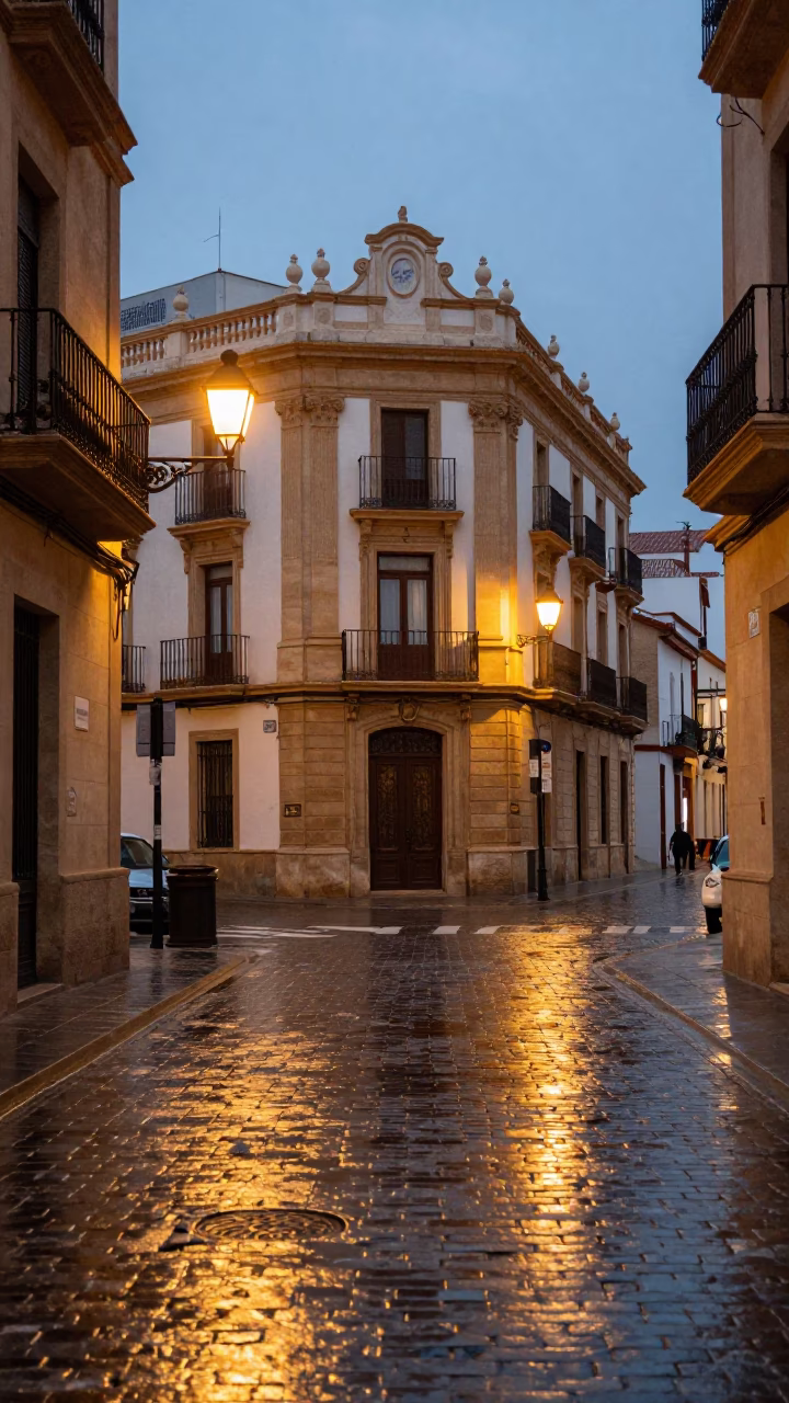 Valencia Street Scene at The Early Evening Light in in Valencia, Spain