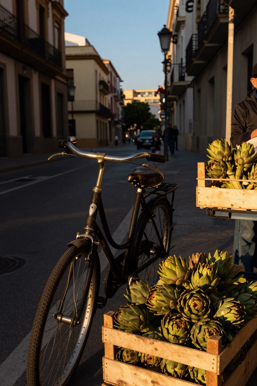 Valencia Street Scene at The Early Evening Light in in Valencia, Spain