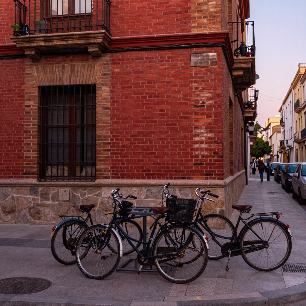 Valencia Street Scene at The Still Hours Before Dawn Light in in Valencia, Spain