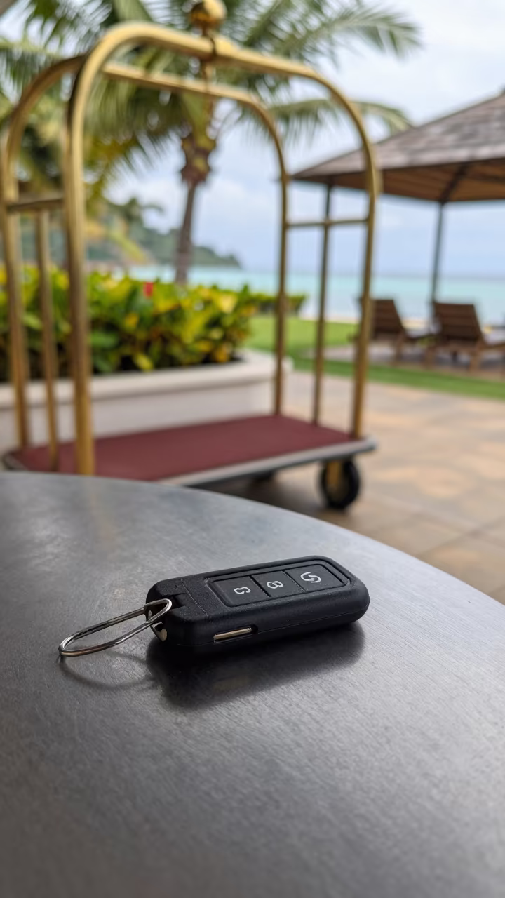 Valet Key Battery Tray Kingston Hotel in at a porte cochere with brass luggage carts waiting in Kingston