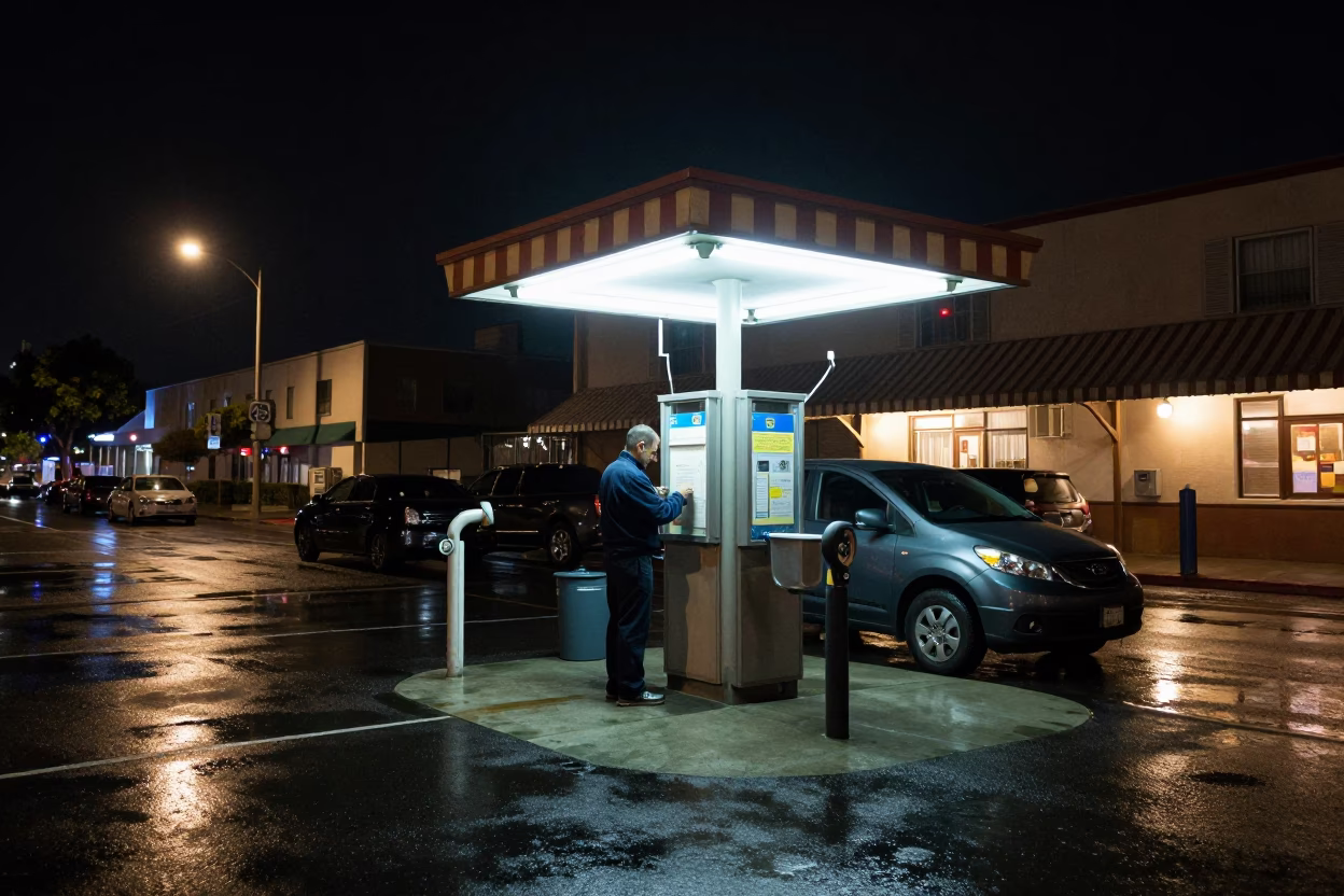 Valet Stand in Los Angeles at Deep In The Night Light in in Los Angeles, California, United States