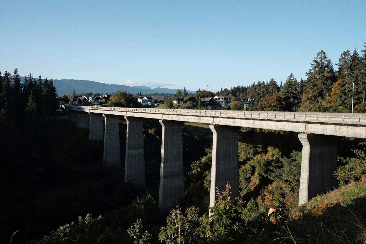 Valley Floor in Vancouver at The Flat Glare Of Noon Light in in Vancouver, British Columbia, Canada