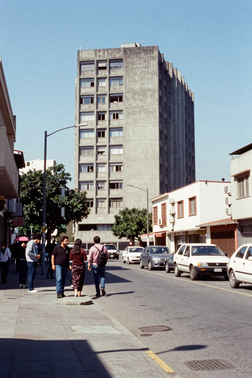 Valparaiso Chile Noon Street Scene Concrete Building and Local Life in in Valparaiso, Chile