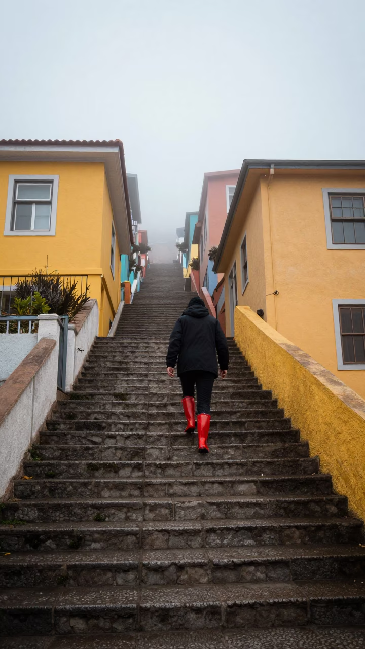 Valparaiso Figure at Dawn Light in in Valparaiso, Chile