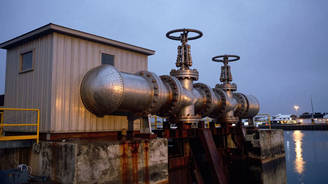 Valve House Twilight Rain Durban in beside a hydroelectric intake near Durban