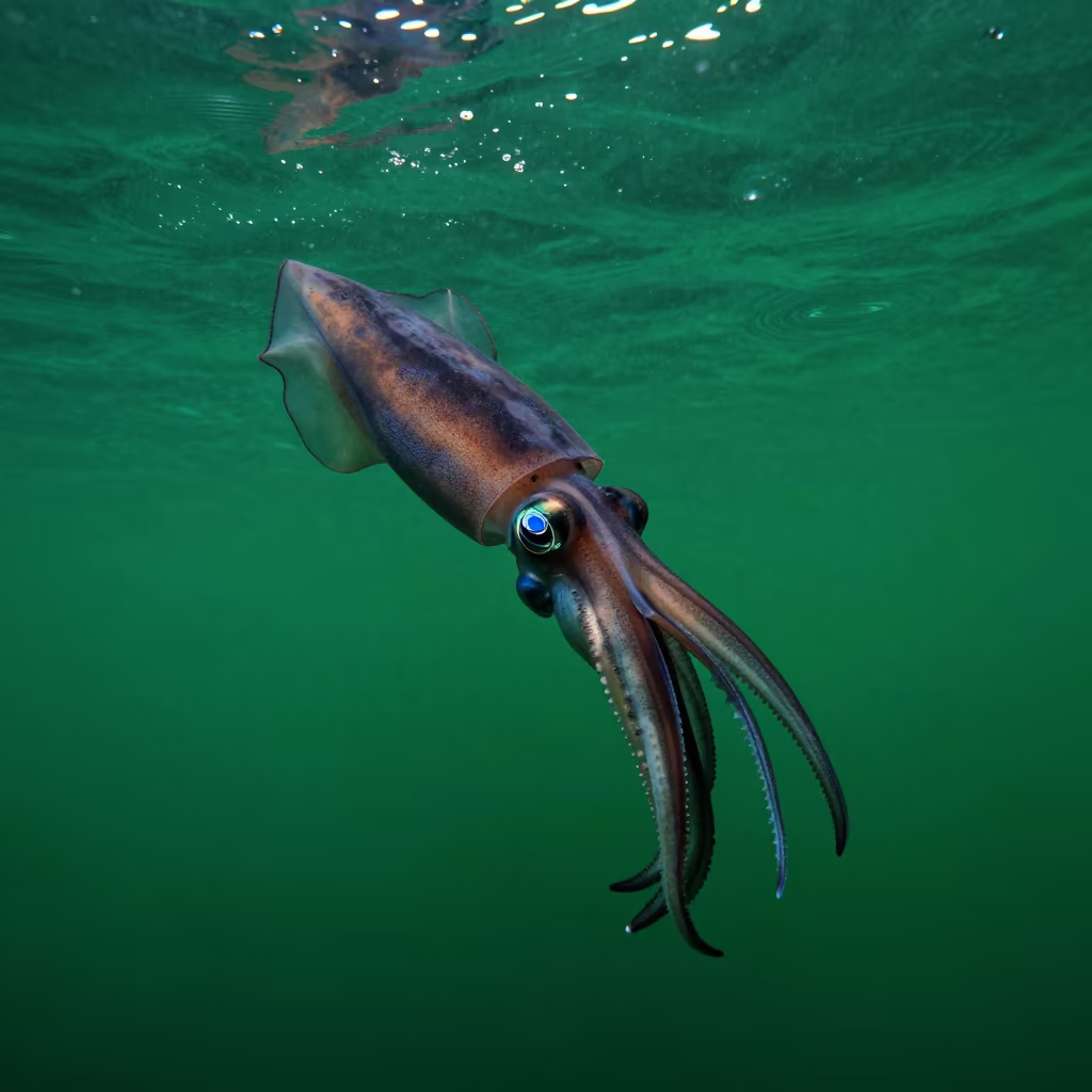 Vampire Squid Spread Arms in Mombasa Green Light in near Mombasa