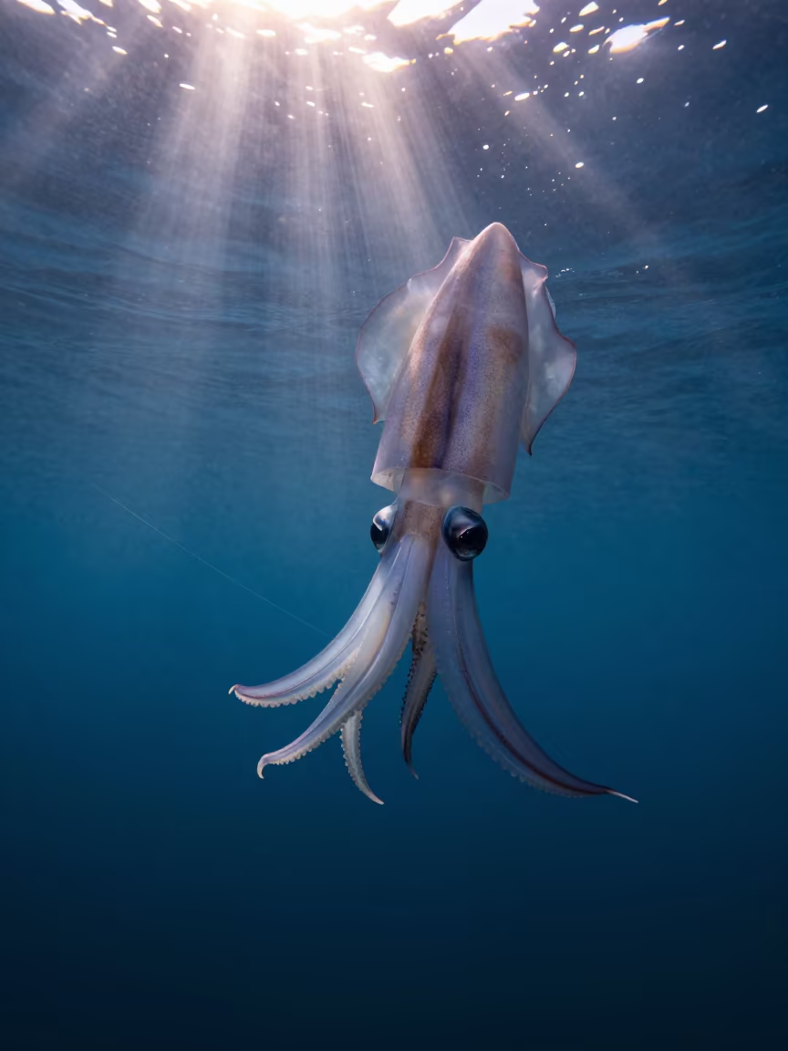 Vampire Squid Spread Arms in Queensland Dawn in in Queensland