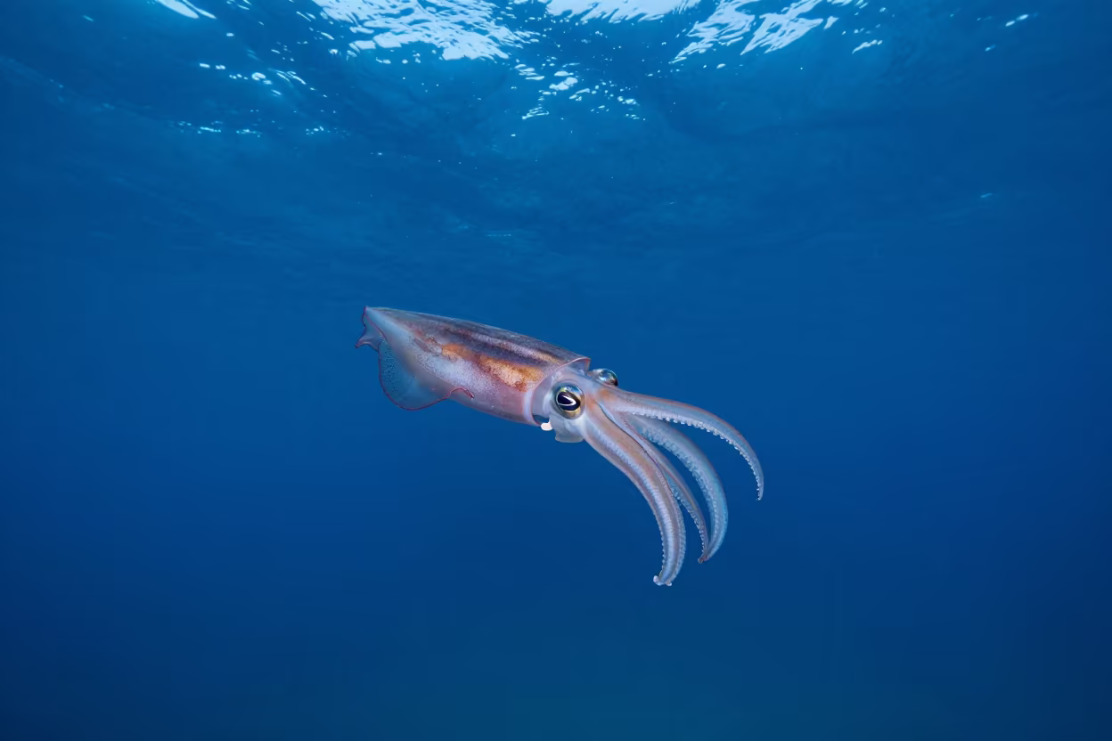 Vampire Squid Spread in Clear Philippine Monsoon Waters in in Philippines