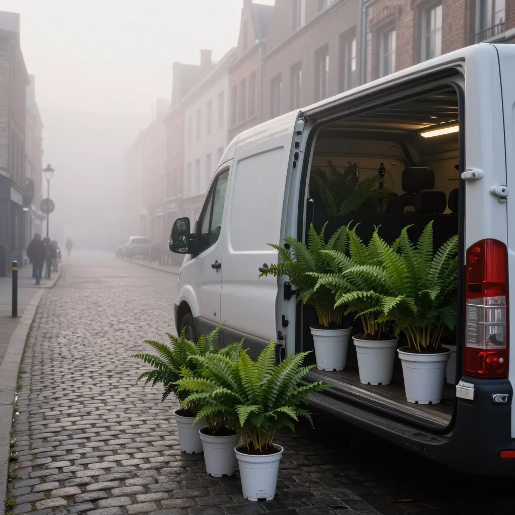 Van Unloading in Brussels in in Brussels, Belgium