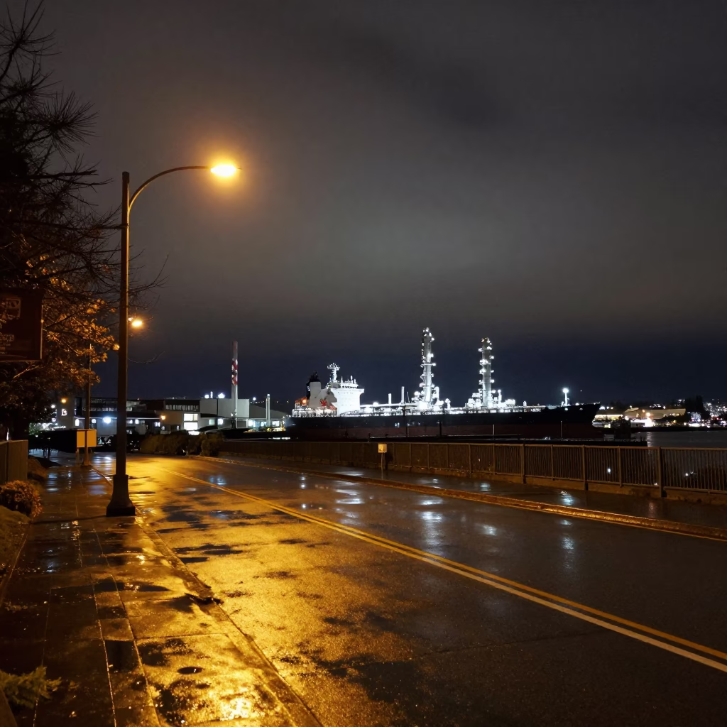 Vancouver City Lights at Deep In The Night Light in in Vancouver, British Columbia, Canada
