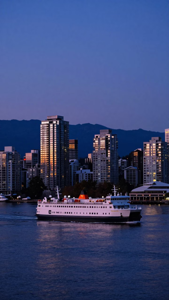 Vancouver Dawn Ferry Crossing First Light British Columbia Cityscape in in Vancouver, British Columbia, Canada