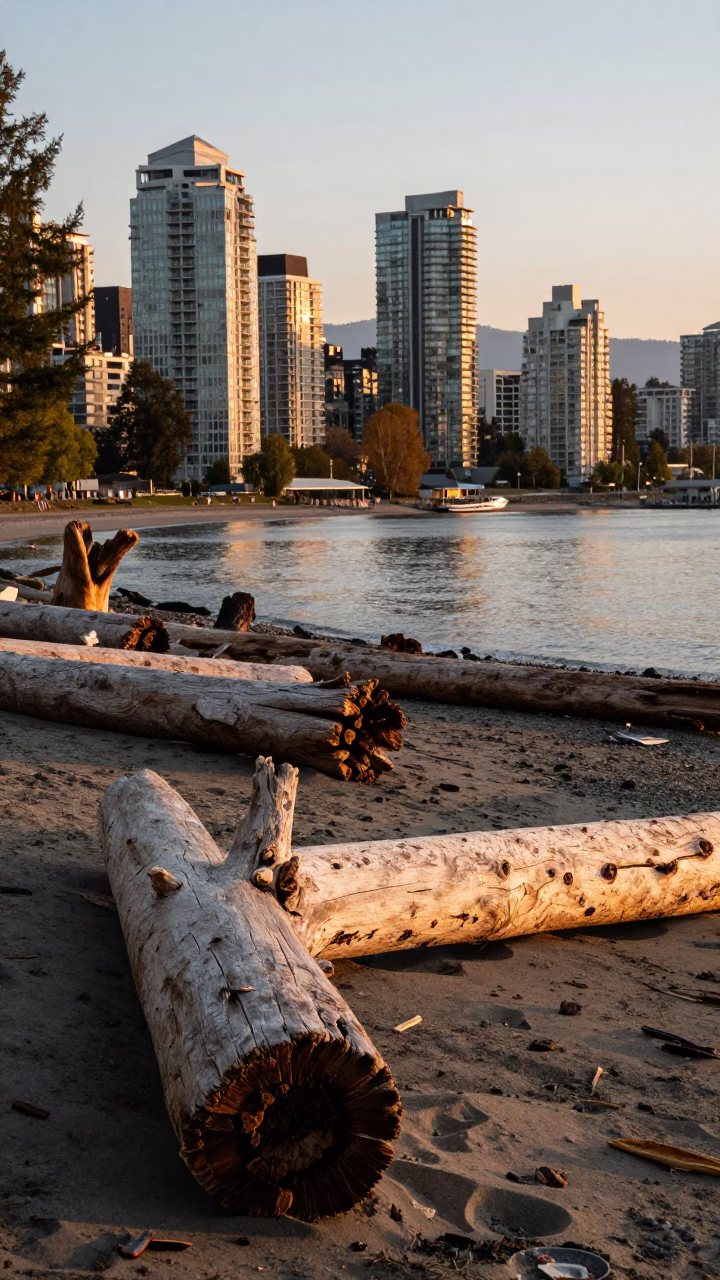 Vancouver Evening Light at Honeyed Evening Light in in Vancouver, British Columbia, Canada