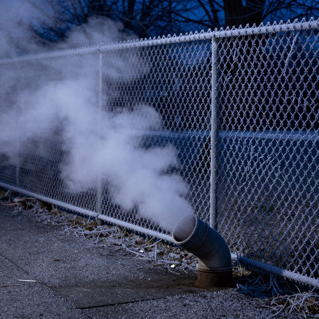 Vancouver Frost Fencing at Midnight Light in in Vancouver, British Columbia, Canada