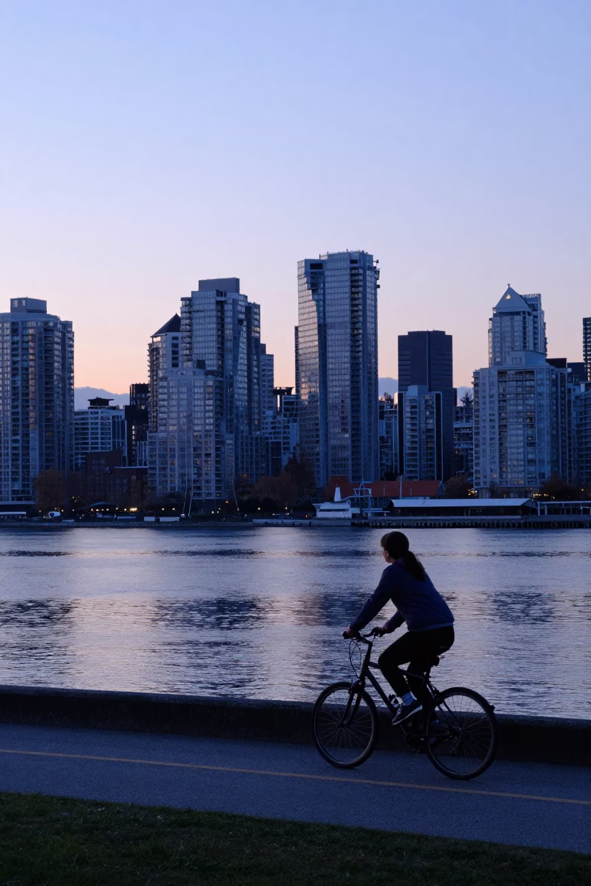 Vancouver Light Dawn at First Light Of Dawn in in Vancouver, British Columbia, Canada