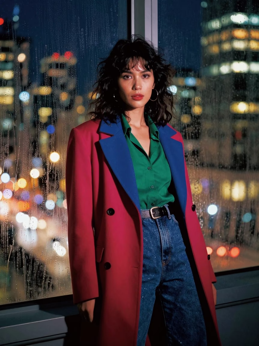 Vancouver Nightlife Fashion Portrait with Condensation and Urban Glow in in Vancouver, British Columbia, Canada