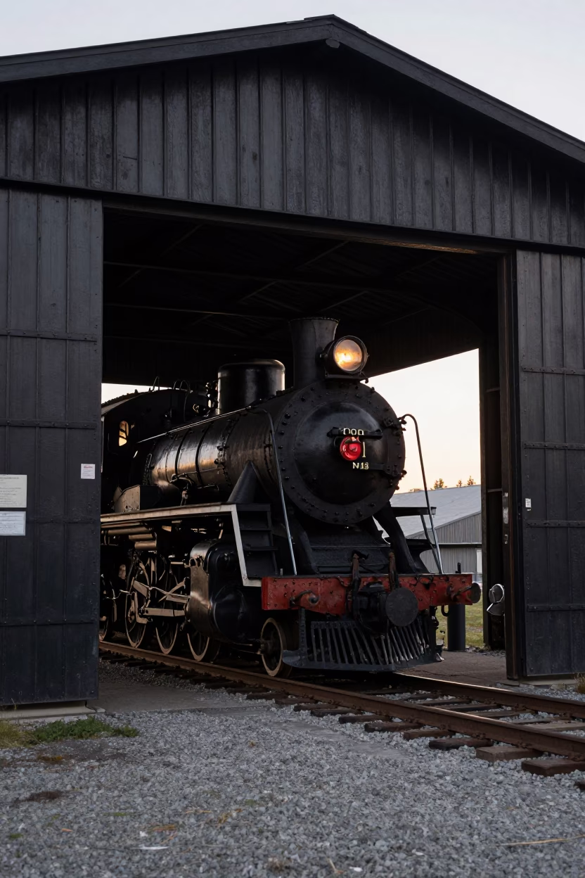 Vancouver Steam Locomotive at The Predawn Darkness Light in in Vancouver, British Columbia, Canada