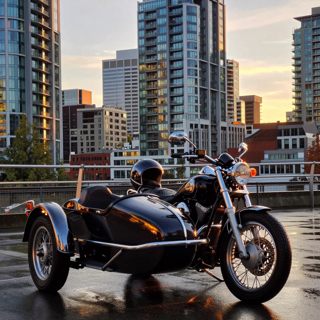 Vancouver Steel Architecture at Golden Hour in in Vancouver, British Columbia, Canada
