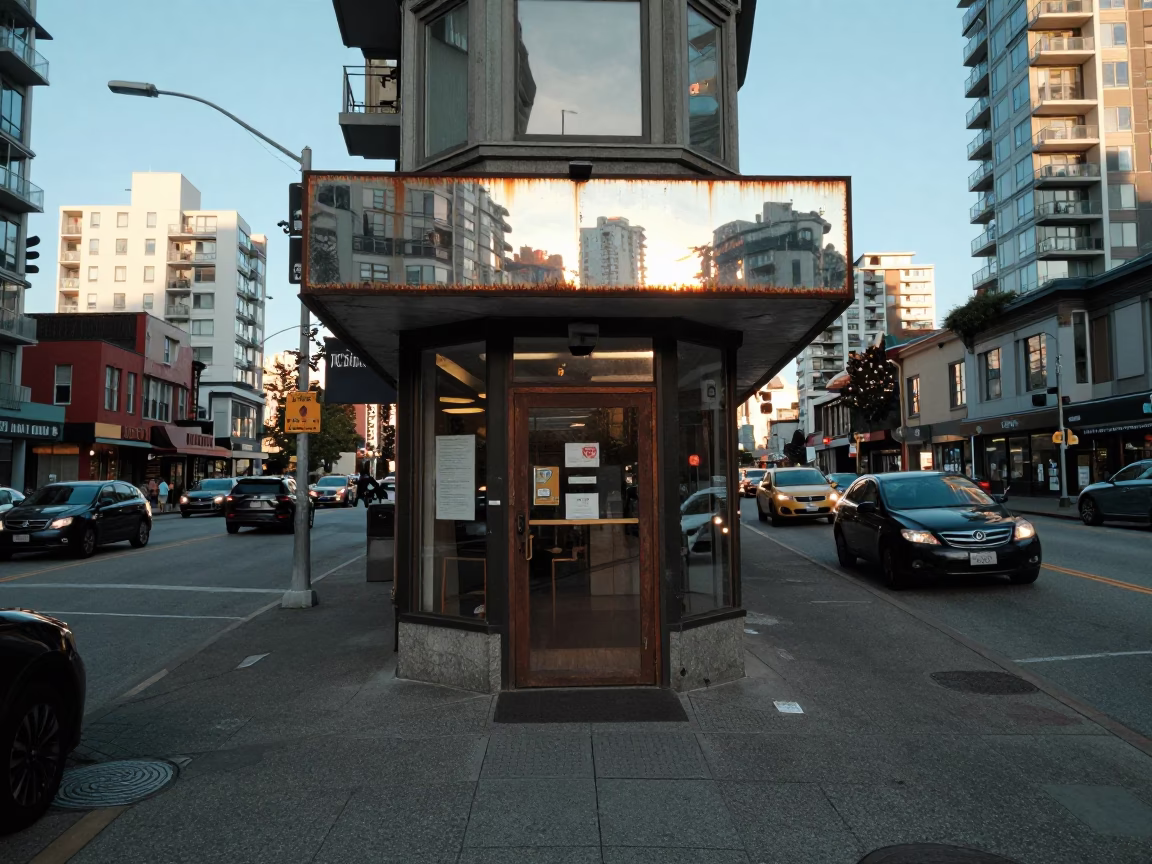 Vancouver Street Scene Late Afternoon Light with Local Details in in Vancouver, British Columbia, Canada