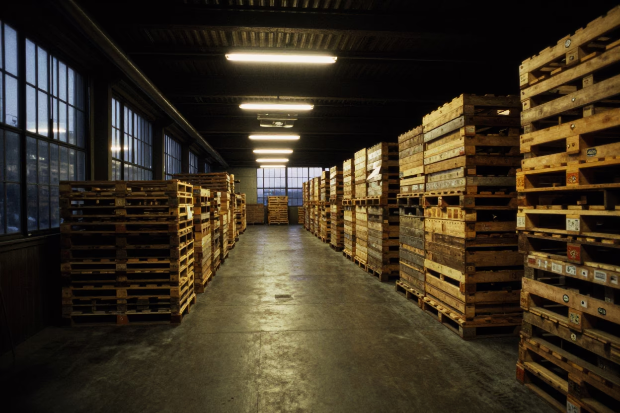 Vancouver Warehouse Aisle at The Predawn Darkness Light in in Vancouver, British Columbia, Canada