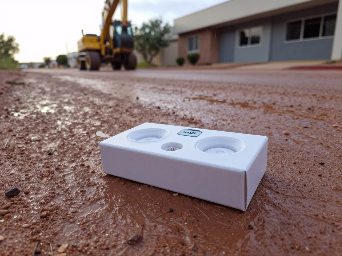 Vapor Test Kit Box Muddy Arizona Road in at a muddy site access road in Arizona