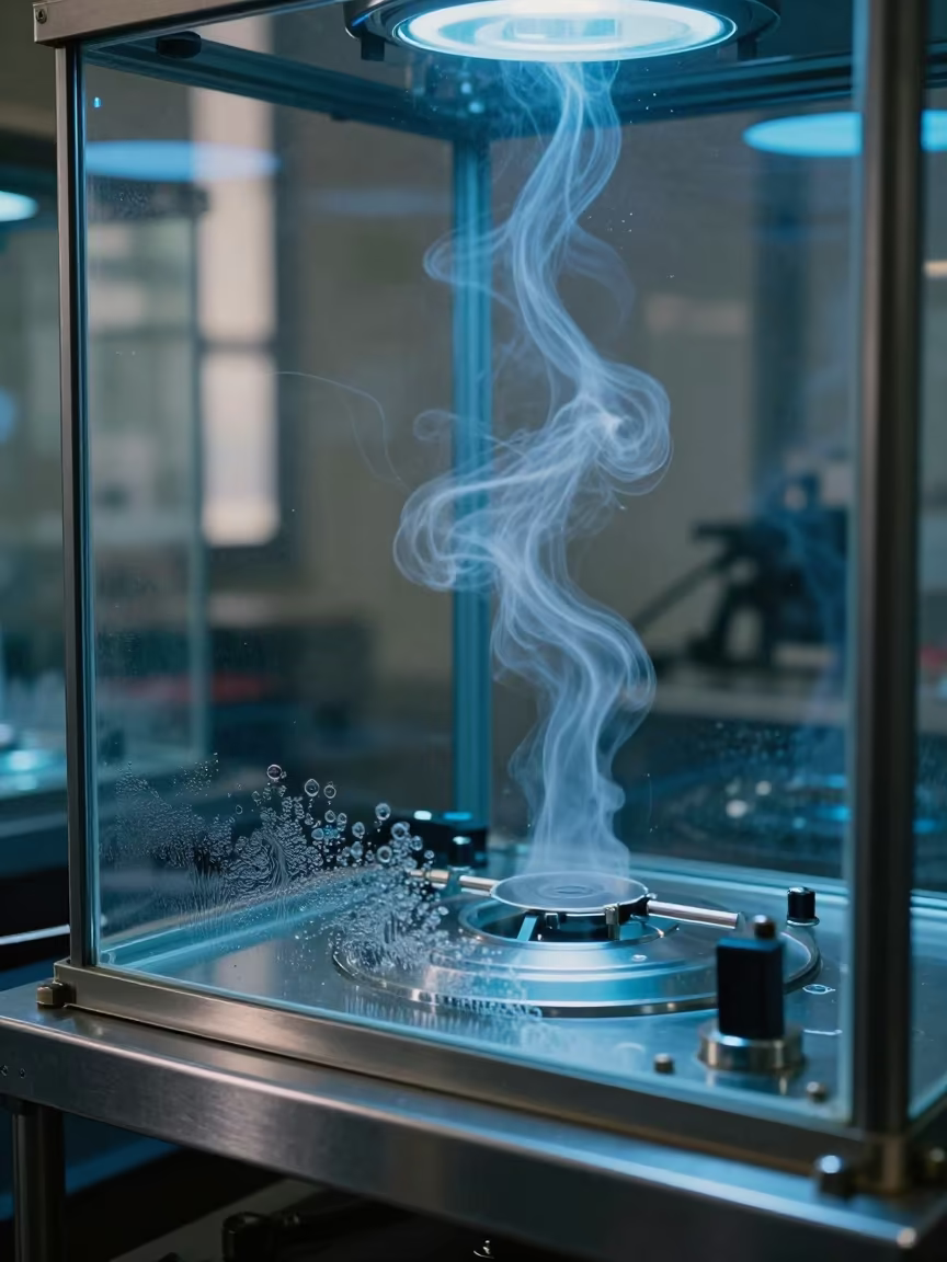 Vapor Tracks in Physics Lab Cloud Chamber in in a specimen archive room near Las Vegas