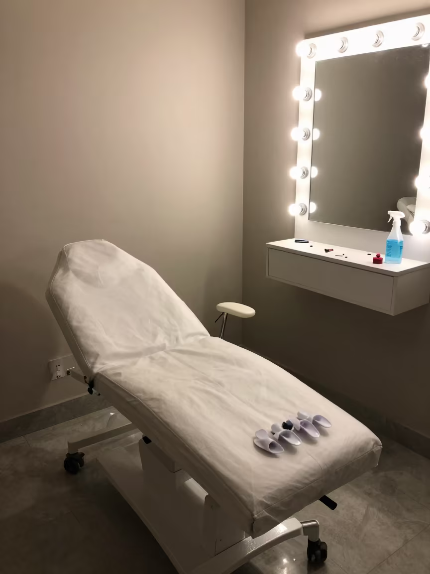 Varanasi Pedicure Bench Night Cleanup in inside a skincare treatment room in Varanasi