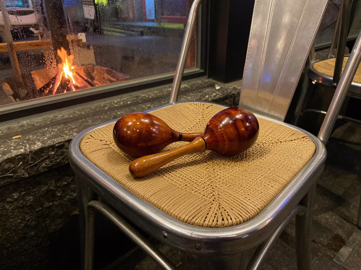 Varnished Maraca on Stone Ledge Night in on a stone ledge in Taoyuan County