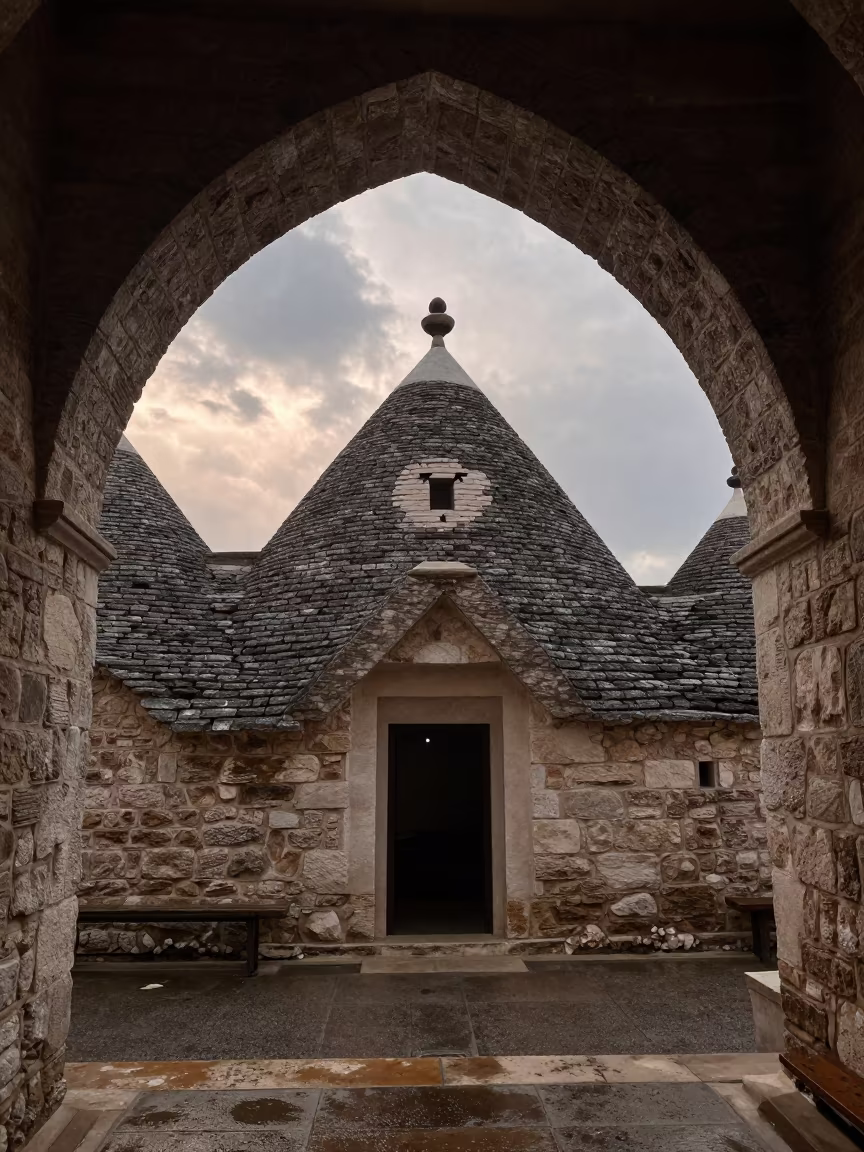 Vaulted Atrium in Sivas with Soft Rain Light in inside a vaulted atrium in Sivas