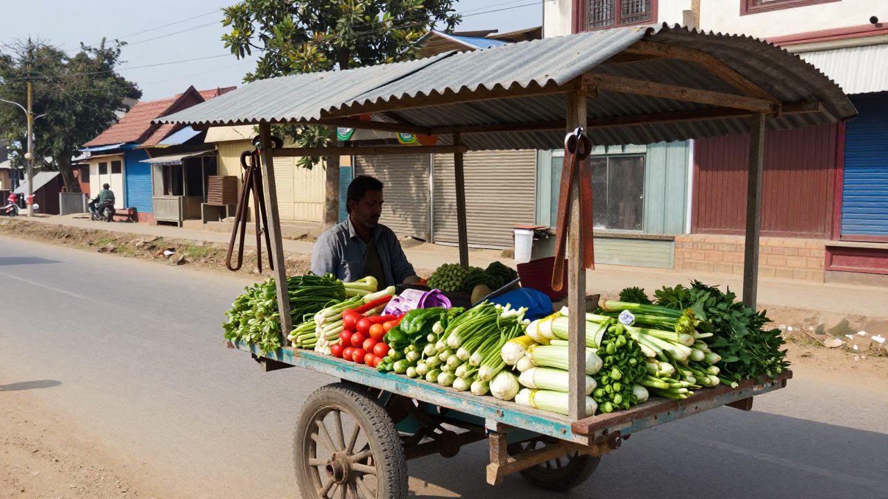 Vegetable Cart in Kathmandu in in Kathmandu, Nepal